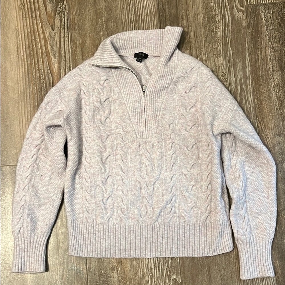 J.Crew Cable Knit 1/4 zip Sweater in Light Purple size x-small